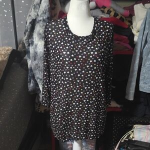 LOGO Heart Patterned Black Blouse